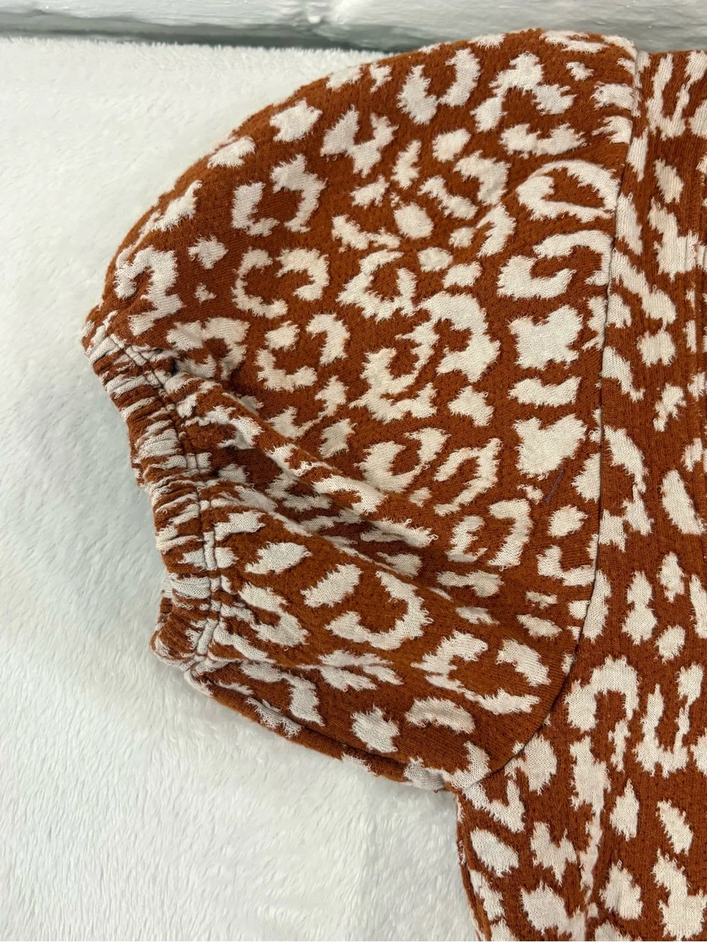 Free People Leopard Print Knit Blouse Top – Size Large